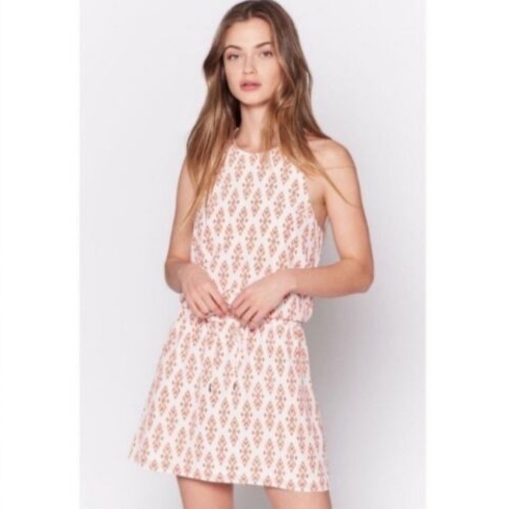 JOIE Women's Silk Diega Ikat Sleeveless Dress White Orange Size XS